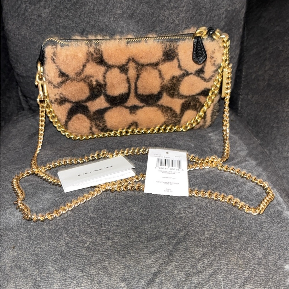 Coach Tan and Black Chain Shoulder Bag